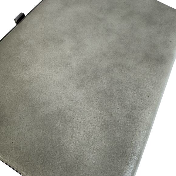 Vintage 1950s/60s Box Clutch – Silver Gray Vinyl, Red Lining, Metal Frame - Picture 14 of 16